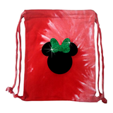 Minnie Mouse Bow Christmas Glitter Backpack/ Disney Minnie Glitter Peppermint Candy Cane Swirl Red Tie Dye Holiday Park Bag Christmas Gift
