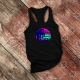 Tropical Nautical Tanks/ Sea Ya Purple Blue Green Sunset Palm Tree Summer Beach Vacation Tank Top