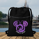Disney 100 Anniversary Backpack/ Minnie And Tinkerbell Purple Metallic Platinum Silver Years Of Wonder Vacation Travel Park Bag Cinch Sack
