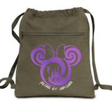 Disney 100 Anniversary Backpack/ Minnie And Tinkerbell Purple Metallic Platinum Silver Years Of Wonder Vacation Travel Park Bag Cinch Sack