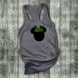 Disney St. Patrick’s Day Glitter Tank Top/ Glitter Green Irish Plaid Minnie Tank/ Disney Minnie Plaid Bow St. Patrick’s Day Women's Tank