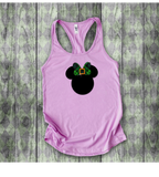 Disney St. Patrick’s Day Glitter Tank Top/ Glitter Green Irish Plaid Minnie Tank/ Disney Minnie Plaid Bow St. Patrick’s Day Women's Tank