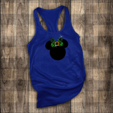 Disney St. Patrick’s Day Glitter Tank Top/ Glitter Green Irish Plaid Minnie Tank/ Disney Minnie Plaid Bow St. Patrick’s Day Women's Tank