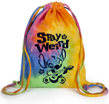 Disney Stitch Tie Dye Backpack/ Stay Weird Funny Ohana Stitch Playing Guitar Tie Dye Cinch Sack Bag