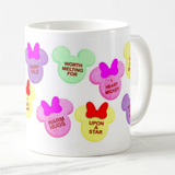 Disney Valentine Mug/ Mickey And Minnie Candy Conversation Hearts Cup/ Disney Quotes Coffee Lover Mug Gift