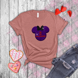 Disney Villain Valentine Shirts/ Conversation Heart Candy Glitter Purple Be My Villaintine Minnie Mouse T-Shirts