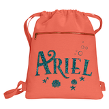 Disney Little Mermaid Backpack/ Glitter Mermaid Blue Ariel Seashells Vacation Travel Park Bag Gift