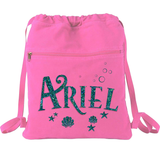 Disney Little Mermaid Backpack/ Glitter Mermaid Blue Ariel Seashells Vacation Travel Park Bag Gift