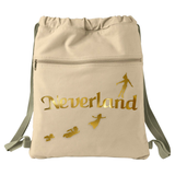 Disney Neverland Backpack/ Peter Pan Metallic Gold Vacation Travel Park Bag Gift