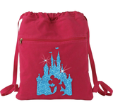 Disney Mickey Mouse Glitter Backpack/ Cinderella’s Castle Blue Glitter Vacation Travel Park Bag Gift