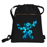 Disney Polynesian Stitch Backpack/ Stitch Blue Hibiscus Tropical Vacation Travel Park Bag Gift/ Disney Luau Island Blue Hibiscus Cinch Sack