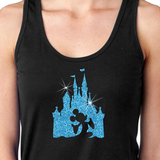 Disney Mickey Mouse Glitter Tank Top/ Disney Cinderella’s Castle Blue Glitter Tank/ Mickey Mouse Silhouette Disney Vacation Women's Tank
