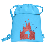 Disney Tinkerbell Backpack/ Cinderella’s Castle Rose Gold Glitter Vacation Travel Park Bag Gift