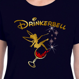 Drinkerbell Shirt / Disney Drinking Epcot Food And Wine Festival Women’s Top/ Funny Disney Tinkerbell Gold, Glitter Red Wine Glass Shirt