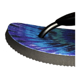Tropical Flip Flops/ Black, Purple, Blue And Emerald Green Palm Fronds Beach Summer Sandals