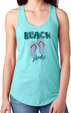 Beach Flip Flop Glitter Tank Top/ Beach Please Tropical Tank/ Glitter Aqua Blue Flip Flop Women’s Summer Vacation Beach Tank Top