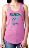 Beach Flip Flop Glitter Tank Top/ Beach Please Tropical Tank/ Glitter Aqua Blue Flip Flop Women’s Summer Vacation Beach Tank Top