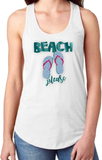 Beach Flip Flop Glitter Tank Top/ Beach Please Tropical Tank/ Glitter Aqua Blue Flip Flop Women’s Summer Vacation Beach Tank Top
