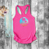 Tropical Florida Tanks/ Florida Vibes Aqua Blue Sunset Palm Trees Hibiscus Summer Beach Vacation Tank Top
