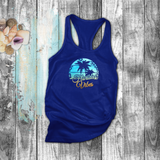 Tropical Florida Tanks/ Florida Vibes Aqua Blue Sunset Palm Trees Hibiscus Summer Beach Vacation Tank Top