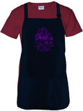 Haunted Mansion Disney Ghost Host Apron/ Metallic Purple Hitchhiking Ghosts Happy Haunts Foolish Mortal Halloween Cooking Adjustable Apron