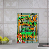 Tiki Bar Glass Cutting Board/ Tropical Parrot Tiki God Beach Wood Gettin’ Freaky At The Tiki Kitchen Décor Gift
