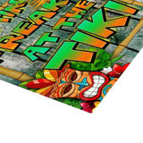 Tiki Bar Glass Cutting Board/ Tropical Parrot Tiki God Beach Wood Gettin’ Freaky At The Tiki Kitchen Décor Gift