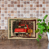 Christmas Gnome Cutting Board/ Red Truck Christmas Plaid Rustic Country Holiday Farmhouse Kitchen Décor Gift