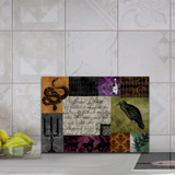 Halloween Gothic Glass Cutting Board/ Medieval Spooky Apothecary Art Patchwork Kitchen Décor Gift