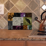 Halloween Gothic Glass Cutting Board/ Medieval Spooky Apothecary Art Patchwork Kitchen Décor Gift