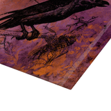 Halloween Raven Glass Cutting Board/ Gothic Raven Distressed Grunge Purple And Orange Kitchen Décor Gift