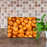 Halloween Fall Mini Pumpkins Glass Cutting Board/ Autumn Harvest Miniature Pumpkins Kitchen Décor Gift