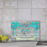 Beach Palm Trees Glass Cutting Board/ Rustic Wood Starfish Life’s Better At The Beach Kitchen Décor Gift