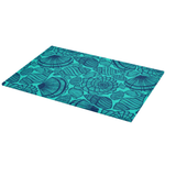 Beach Seashells Glass Cutting Board/ Navy Blue Seashell Collection On Teal Kitchen Décor Gift
