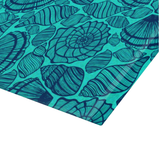 Beach Seashells Glass Cutting Board/ Navy Blue Seashell Collection On Teal Kitchen Décor Gift