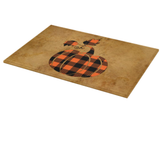 Fall Halloween Pumpkin Glass Cutting Board/ Orange And Black Plaid Autumn Pumpkin Kitchen Décor Gift