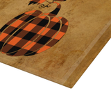 Fall Halloween Pumpkin Glass Cutting Board/ Orange And Black Plaid Autumn Pumpkin Kitchen Décor Gift