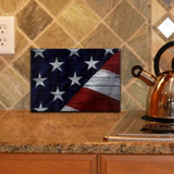 American Flag Rustic Wood Glass Cutting Board/ Patriotic 4th Of July Independence Day Kitchen Décor Gift