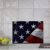 American Flag Rustic Wood Glass Cutting Board/ Patriotic 4th Of July Independence Day Kitchen Décor Gift