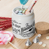Halloween Décor Ceramic Jar/ Salem Broom Company Sign Creamer/ Sugar/ Spice/ Apothecary Jar With Cork Lid Kitchen Gift