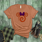 Disney Minnie Halloween Shirts/ Orange Purple Glitter Minnie Mouse Fall T Shirts