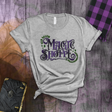 Halloween Shirts/ Purple And Green Old Salem Magic Shoppe Sign T Shirts