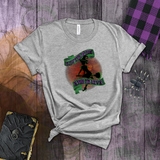 Halloween Sexy Witch Live To Ride Shirt/ Ride To Live Orange Halloween Moon Purple, Green Scroll Banner