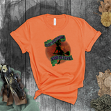 Halloween Sexy Witch Live To Ride Shirt/ Ride To Live Orange Halloween Moon Purple, Green Scroll Banner