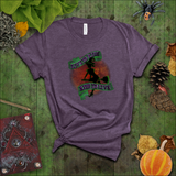 Halloween Sexy Witch Live To Ride Shirt/ Ride To Live Orange Halloween Moon Purple, Green Scroll Banner