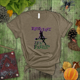 Halloween Sexy Witch Shirts/ Gothic Glam Ride Fast Die Pretty Neon Purple Green Witch On Broom T-Shirt