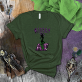 Halloween Sexy Naughty Witch Shirts/ Wicked AF Neon Green, Purple Marquee Letter Lights T-Shirt