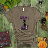 Halloween Sexy Naughty Witch Shirts/ Wicked AF Neon Green, Purple Marquee Letter Lights T-Shirt
