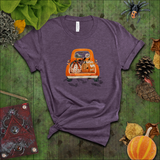 Halloween Shirts/ Harvest Orange Pickup Truck With Pumpkins, Cute Ghost And Witch T-Shirt