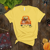Halloween Shirts/ Harvest Orange Pickup Truck With Pumpkins, Cute Ghost And Witch T-Shirt